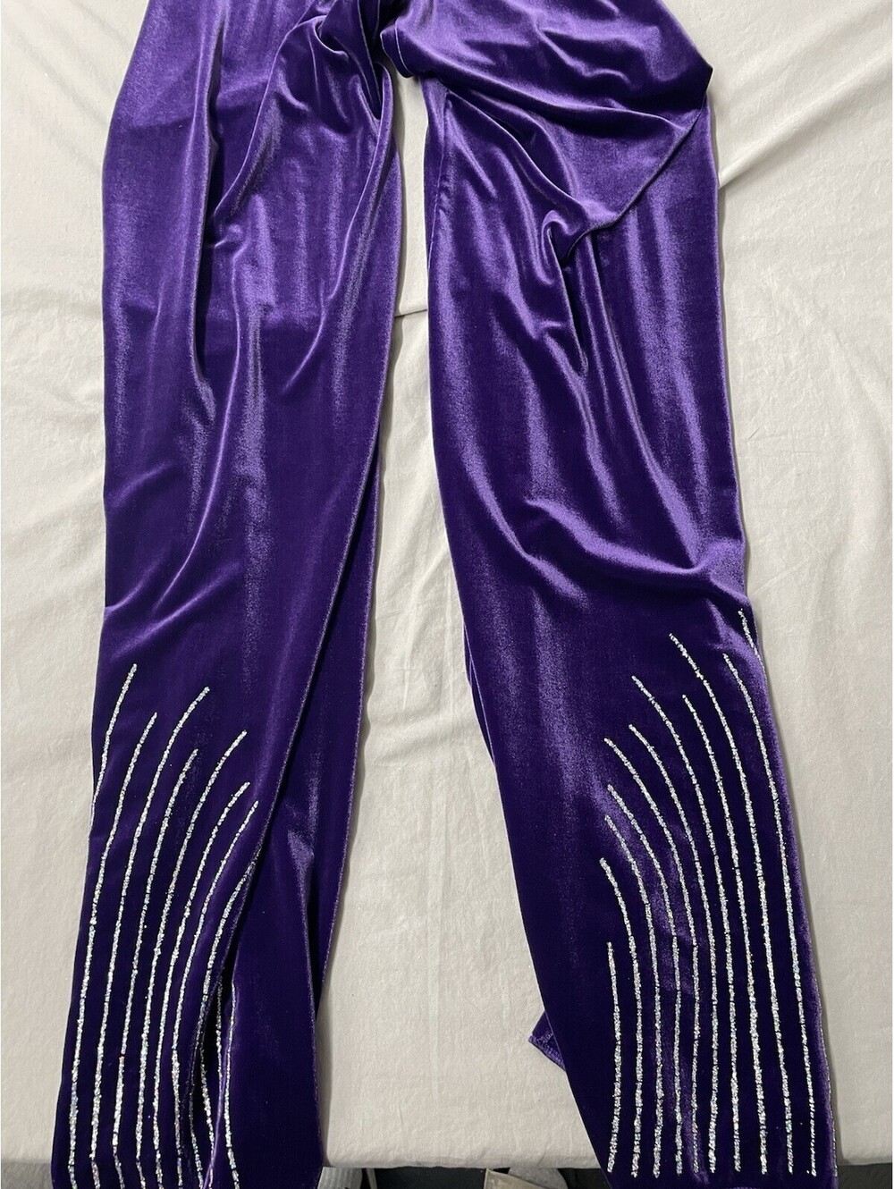 NEW Body Wrappers Footless Dance Pant Purple Glitter Size Medium - Picture 4 of 10
